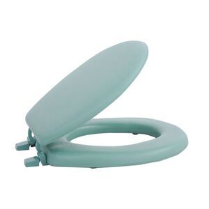 Standard Vinyl Soft Adjustable Hinges Toilet Seat with Close Lid, Light Green